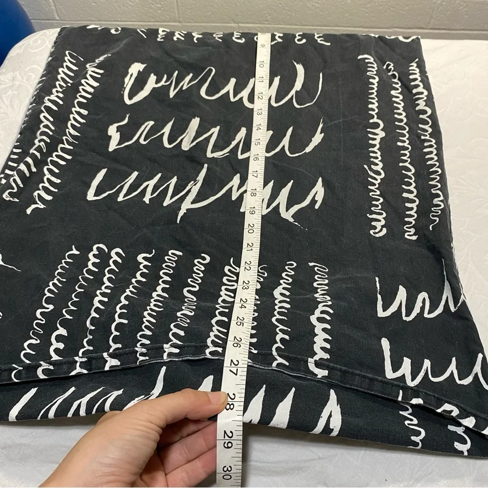 IKEA Pillowcase Black with White Doodle Squiggle Writing Design Scribble